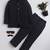 Boys black lycra floral beadwork embroidered bandhgala blazer & trouser set