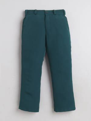 Boys teal blue lycra floral beadwork embroidered bandhgala blazer & trouser set 5