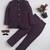 Boys wine lycra floral beadwork embroidered bandhgala blazer & trouser set