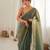 Olive chiffon zari embroidered saree with unstitched blouse piece.