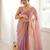 Onion chiffon zari embroidered saree with unstitched blouse piece.