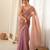 Onion chiffon zari embroidered saree with unstitched blouse piece.