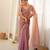 Onion chiffon zari embroidered saree with unstitched blouse piece.
