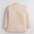 Boys cream lycra floral embroidered bandhgala blazer & trouser set with metal crest