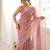 Onion chiffon zari embroidered saree with unstitched blouse piece.