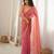 Pink chiffon zari embroidered saree with unstitched blouse piece.