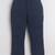 Boys navy blue lycra floral embroidered bandhgala blazer & trouser set with metal crest