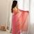 Pink chiffon zari embroidered saree with unstitched blouse piece.