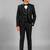 Boys black lycra floral beadwork embroidered 4 piece suit set with bowtie