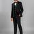 Boys black lycra floral beadwork embroidered 4 piece suit set with bowtie