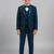 Boys teal blue lycra floral beadwork embroidered 4 piece suit set with bowtie
