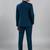 Boys teal blue lycra floral beadwork embroidered 4 piece suit set with bowtie