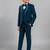 Boys teal blue lycra floral beadwork embroidered 4 piece suit set with bowtie