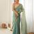 Rama chiffon zari embroidered saree with unstitched blouse piece.