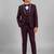 Boys wine lycra floral beadwork embroidered 4 piece suit set with bowtie