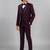 Boys wine lycra floral beadwork embroidered 4 piece suit set with bowtie