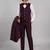 Boys wine lycra floral beadwork embroidered 4 piece suit set with bowtie
