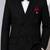 Boys black lycra solid double-breasted 3 piece suit set with bowtie