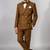 Boys brown lycra solid double-breasted 3 piece suit set with bowtie