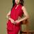 Red georgette sequins saree with unstitched blouse piece.