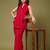 Red georgette sequins saree with unstitched blouse piece.