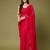 Red georgette sequins saree with unstitched blouse piece.