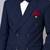 Boys navy blue lycra solid double-breasted 3 piece suit set with bowtie