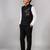 Boys black lycra deer stone work embellished 3 piece suit set