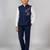 Boys navy blue lycra deer stone work embellished 3 piece suit set