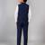 Boys navy blue lycra deer stone work embellished 3 piece suit set