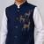 Boys navy blue lycra deer stone work embellished 3 piece suit set