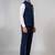 Boys navy blue lycra deer stone work embellished 3 piece suit set