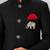 Boys black lycra solid indo-western blazer & trouser set with elephant brooch