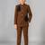 Boys brown lycra floral patchwork embroidered 3 piece suit set with beadwork & sequins