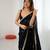 Black tissue satin sequins saree with unstitched blouse piece.