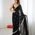Black tissue satin sequins saree with unstitched blouse piece.
