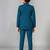 Boys teal lycra floral patchwork embroidered 3 piece suit set with beadwork & sequins