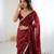 Maroon tissue satin sequins saree with unstitched blouse piece.