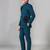 Boys teal lycra floral patchwork embroidered 3 piece suit set with beadwork & sequins