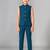 Boys teal lycra floral patchwork embroidered 3 piece suit set with beadwork & sequins