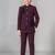 Boys wine lycra floral patchwork embroidered 3 piece suit set with beadwork & sequins