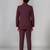 Boys wine lycra floral patchwork embroidered 3 piece suit set with beadwork & sequins
