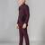 Boys wine lycra floral patchwork embroidered 3 piece suit set with beadwork & sequins
