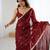 Maroon tissue satin sequins saree with unstitched blouse piece.