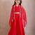 Red embroidered organza cape co ord set