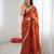 Orange tissue satin sequins saree with unstitched blouse piece.