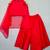 Red embroidered organza cape co ord set