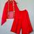 Red embroidered organza cape co ord set