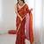 Orange tissue satin sequins saree with unstitched blouse piece.