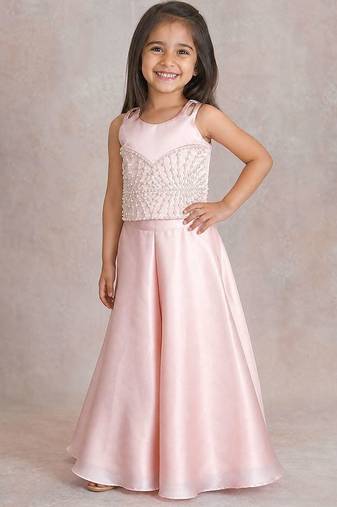 Pink embroidered satin co ord set